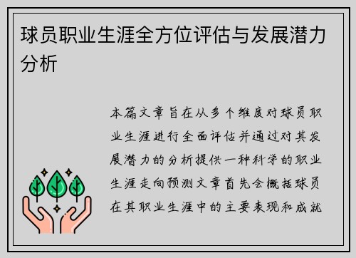 球员职业生涯全方位评估与发展潜力分析